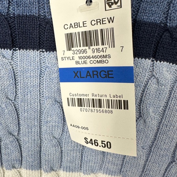KAREN‎ SCOTT Women's Striped Cable Knit Crew Neck Long Sleeve Sweater XL - Picture 5 of 7